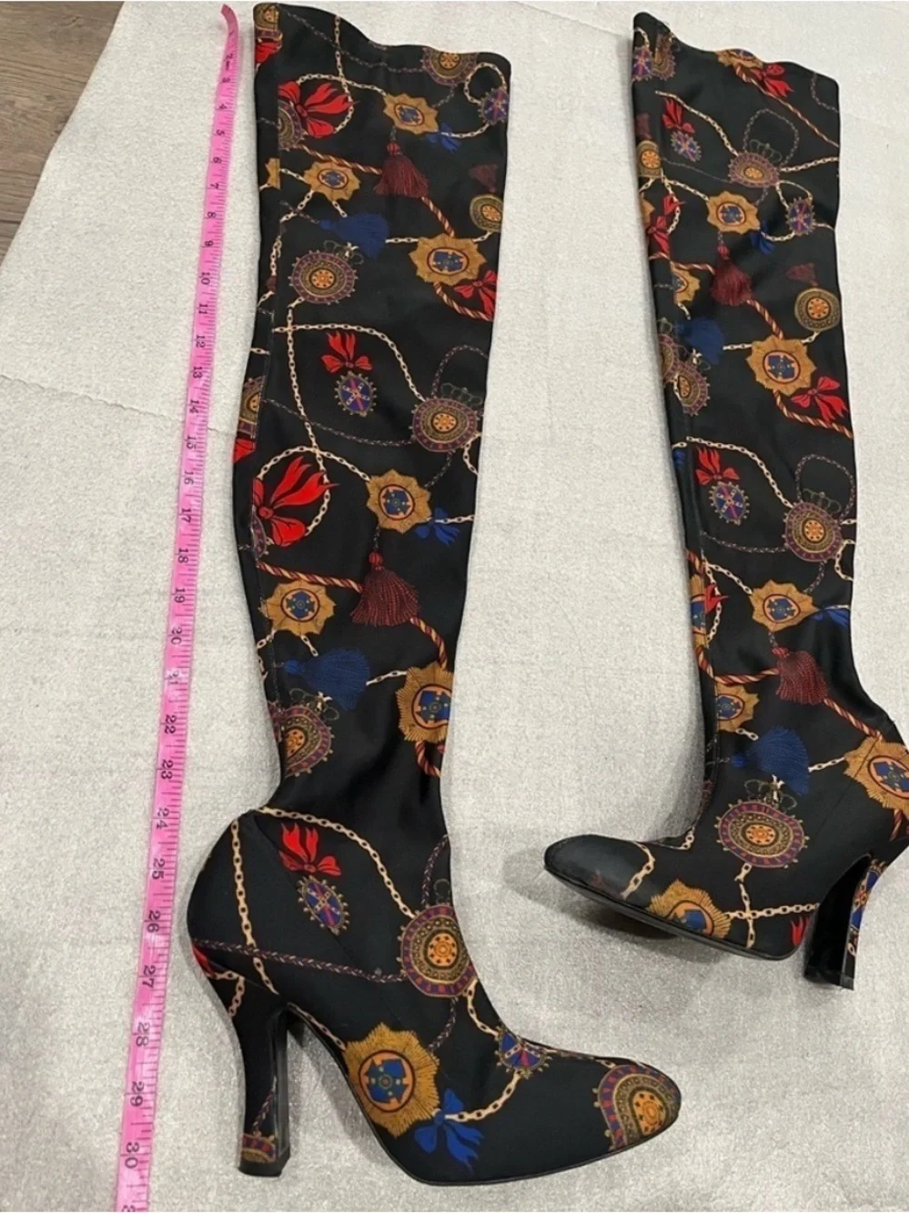 Zara Patterned Navy Statement Booties